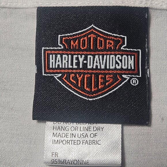 Harley-Davidson Women’s White Graphic Tee M Rhinestone Biker Y2K Western - Picture 3 of 12